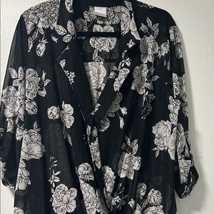 Floral Black and White Women's Blouse